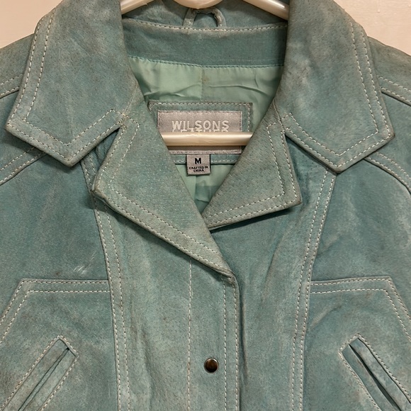 Wilson Leather Pure Suede Leather short jacket in Seagreen! Size M! Gently worn - Picture 3 of 10
